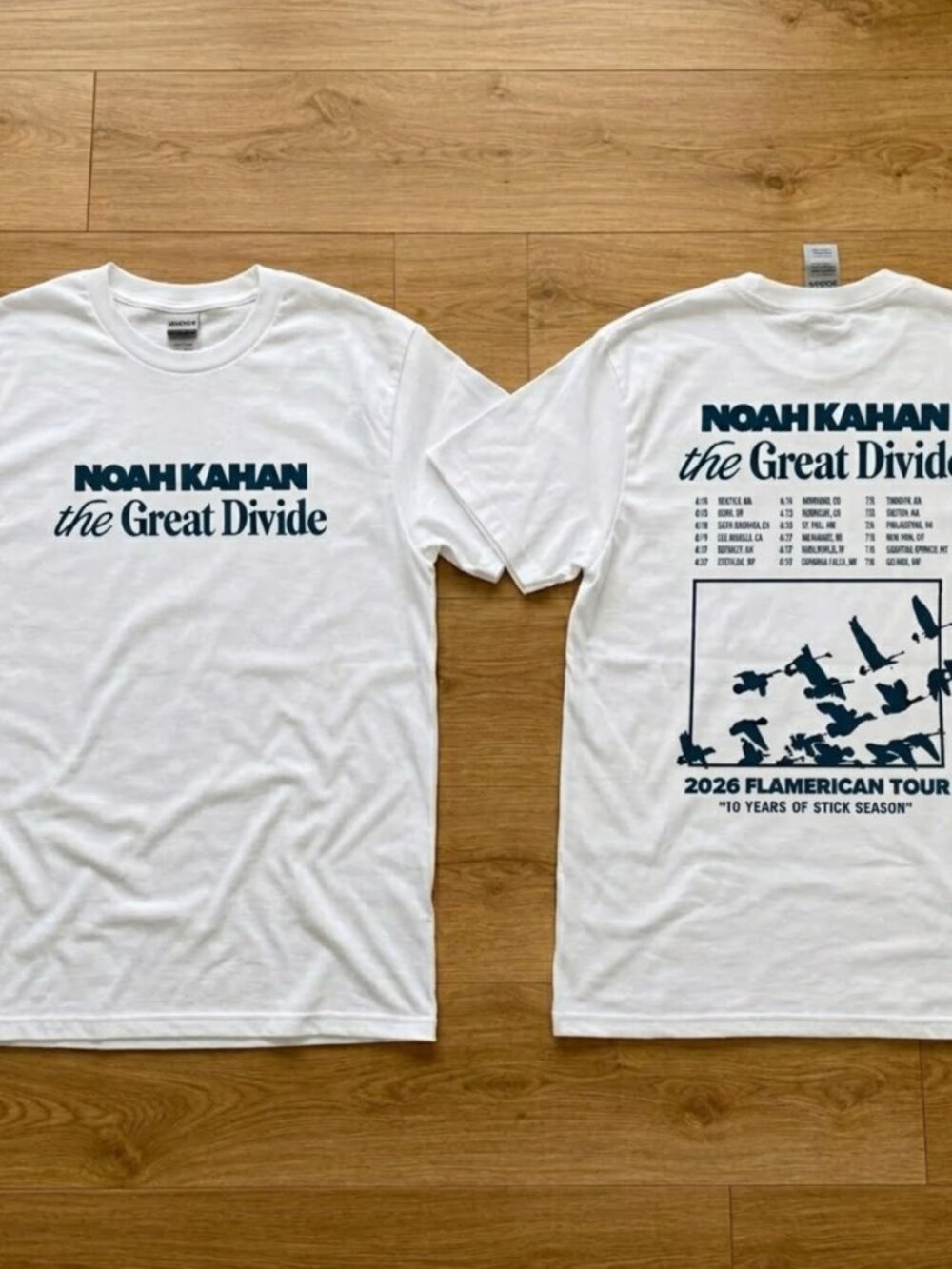 Noah Kahan The Great Divide Tour 2026 Gray Double Sided Concert Graphic T-Shirt